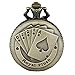 JewelryWe Steampunk Antique Royal Flush Poker Cards Men Women Pocket Watch with 31.5