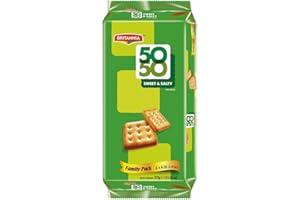 Britannia Crackers 50 50 Sweet and Salty Biscuit 13.12oz (372g) - Delicious, Light & Crispy Grocery Cookies - Best Treat for Friends & Family (Pack of 1)