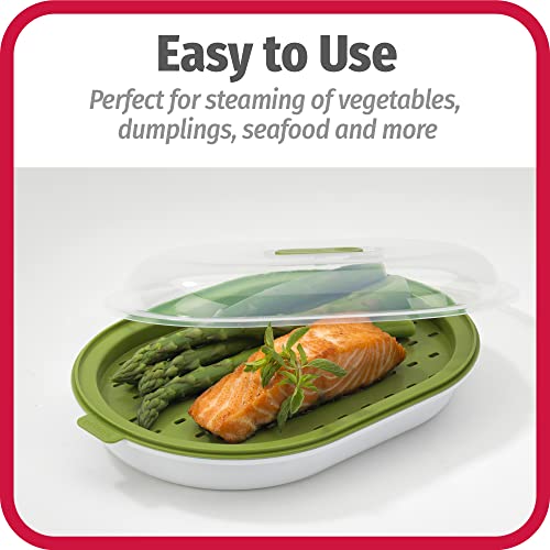 GoodCook BPAFree Plastic Microwave Vegetable and Fish Steamer, Green