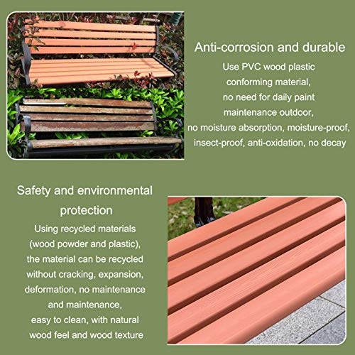 Parkbank Im Freien, Korrosionsbeständige Kunststoff-Holzbalkon-Gartenbank Mit Doppelter Rückenlehne… – Bild 5