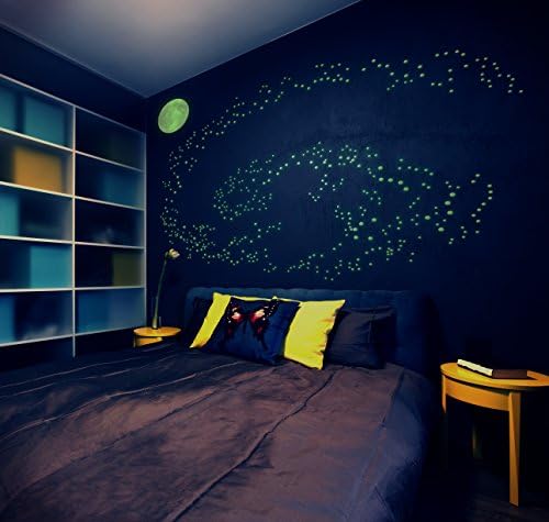 Glow in the Dark Star Decals: Pack of 530 3-D Doomed Stars Plus Moon- Create a Universe on your Ceiling, Make an Out of this World Playroom-Bedroom-Media Room, by Galactic Gear