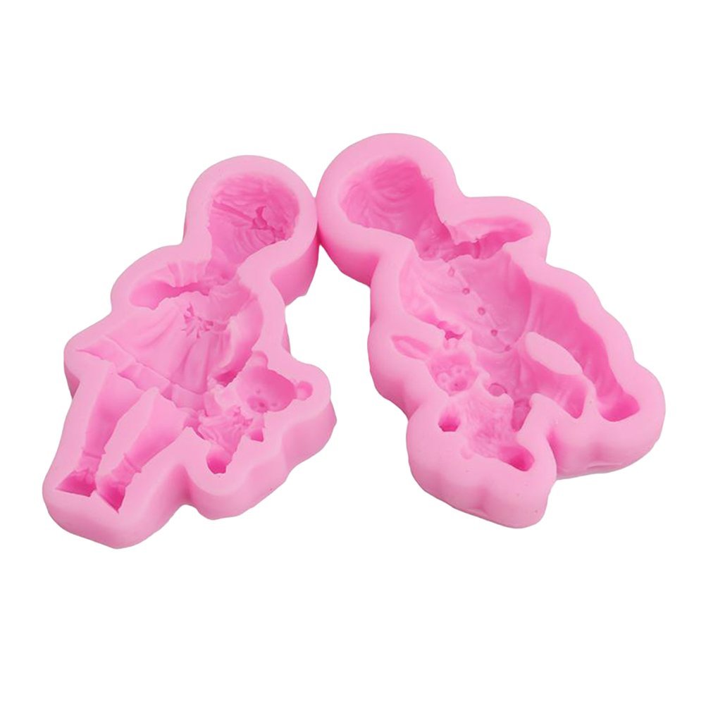 Bestonzon Stampo Bambina In Silicone 3d Rosa Per Diy Fai Da