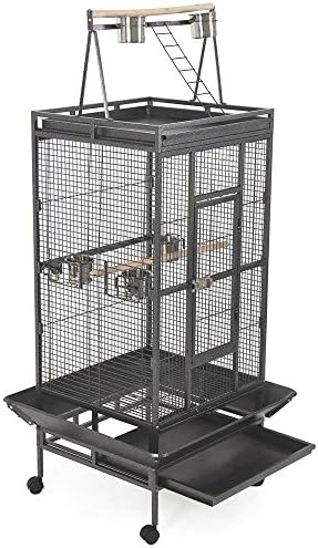 Bird Cage Large Play Top Bird Parrot Finch Cage Macaw Cockatoo Pet Supplies Blk