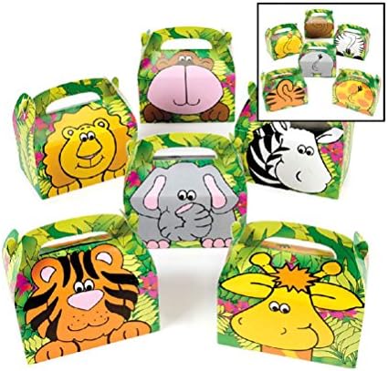 Fancy Safari Zoo Animals Treat Gift Boxes Birthday Party Favor Goody Jungle Supplies
