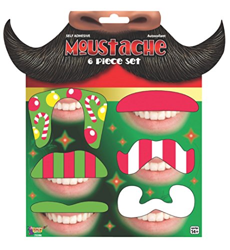 Forum Men's 6-Piece Christmas Mustache Set
