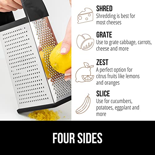 Gorilla Grip Box Grater, Stainless Steel, 4Sided Oversized Graters