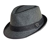 Dorfman Pacific Mens Wool Blend Fedora Hat with Herringbone Band,X-Large / 23 1/2-24 Inches,Grey