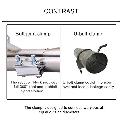 SPEEDWOW 2.0 Inch Butt Joint Exhaust Clamp Band Coupler Sleeve With