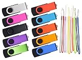 Bulk Flash Drive 2GB Pack of 10 USB Thumb Drives, USB2.0 Jump Drive 10 Pieces Zip Drives 2 GB, Kepmem Swivel USB 2.0 Memory Stick Portable Pen Drive Metal U Disk Assorted Colors Gift