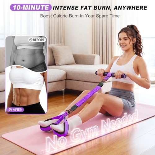 WOQQW Multifunction Pedal Resistance Band with Handle, Upgraded 3 Tube Adjustable Foot Resistance Bands for for Core, Arm, Legs, Body Puller Trainer - Sit Up Exercise Equipment for Women Men