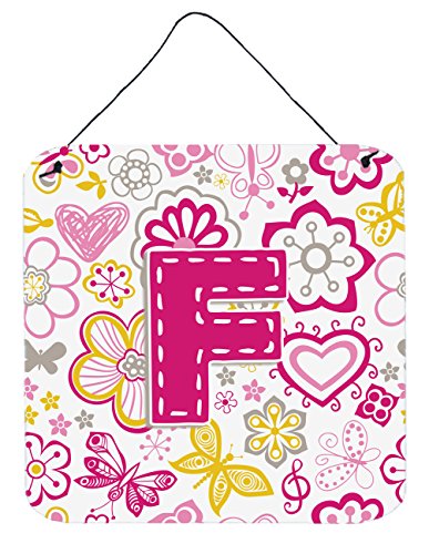 Caroline's Treasures CJ2005-FDS66 Letter F Flowers and Butterflies Pink Wall or…