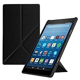 Fintie Origami Case for All-New Amazon Fire HD 8 (7th and 8th Generation Tablets, 2017 and 2018 Releases) - Slim-Fit Multi-Angle Stand Cover with Auto Wake/Sleep, Black