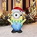 Gemmy Christmas Inflatable Minion Carl W/ Santa Hat & Scarf Prop Decoration