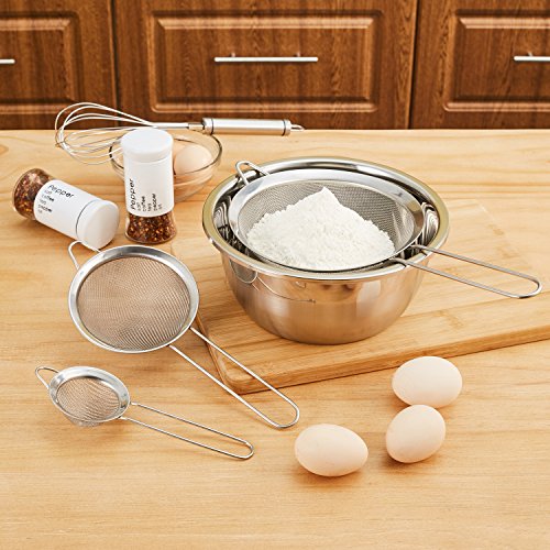GWHOLE Sieb Feinmaschig Küchensieb Mehlsieb Set 7/12/18 cm, aus Edelstahl – Bild 7