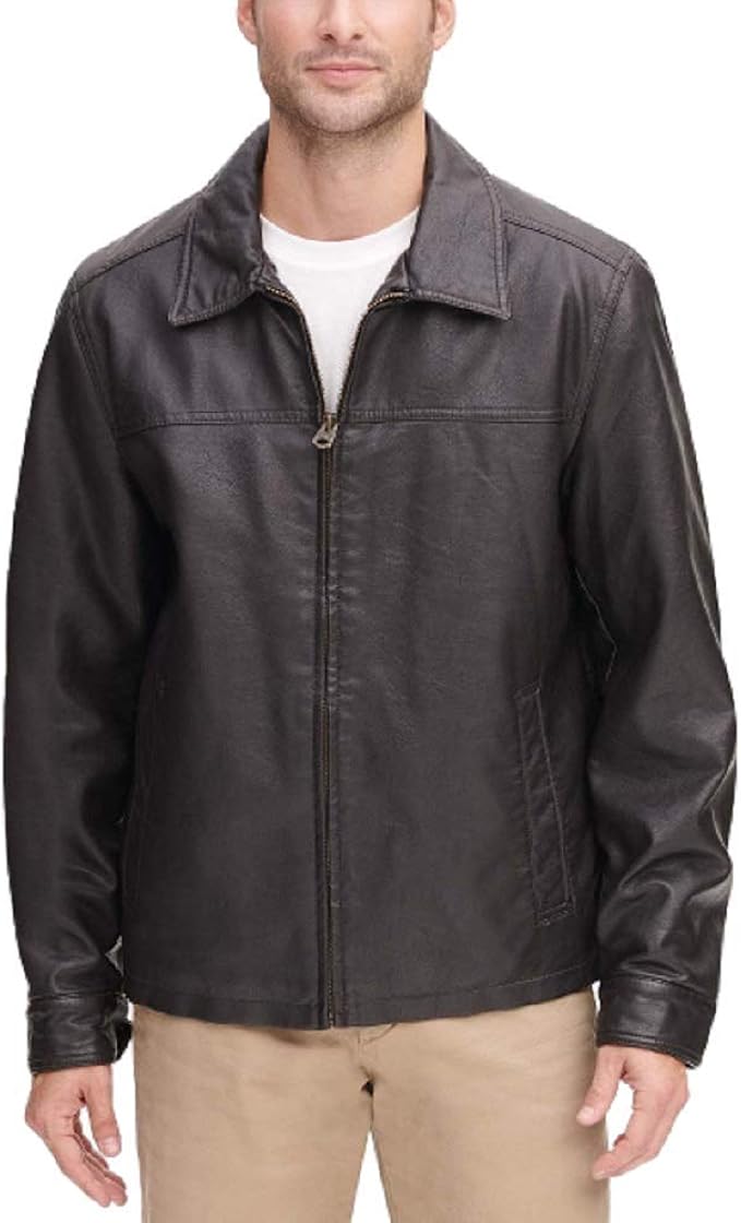 Dockers Men's Faux Leather Jacket (Standard and Big & Tall) at Amazon
