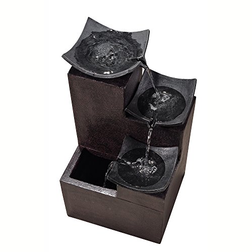 Peaktop Outdoor Garden Tiered Modern Zen Fountain, 29" Height, Dark Gray - Thumbnail 2