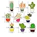 Souarts 17Pcs Cartoons Cactus Enamel Brooch Pin Set, Cute Enamel Lapel Cartoon Brooch Pin, Badges Brooch for DIY Clothes T-shirt Jackets Bags Backpacks Lapel Pin Set
