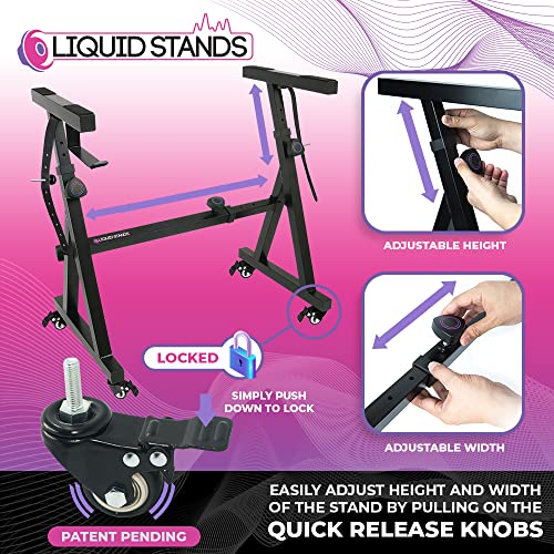 Liquid Stands Keyboard Stand w/ Wheels Z Style Adjustable & Portable