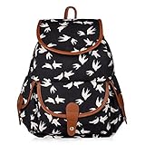 Vbiger Canvas Backpack for Women & Girls Boys Casual Book Bag Sports Daypack (Birds)