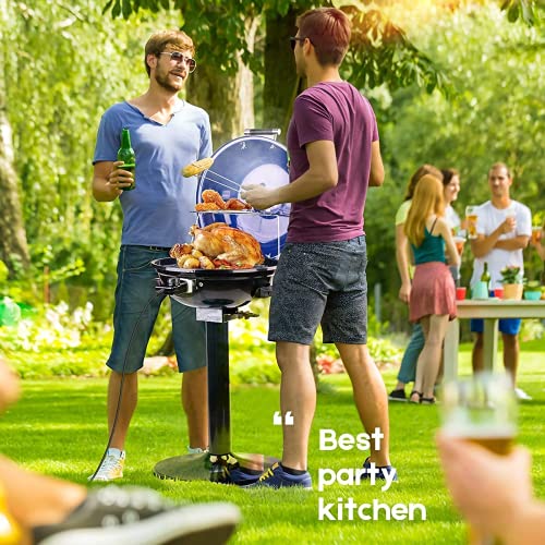 Electric BBQ Grill 15Serving Electric Grill Indoor/Outdoor BBQ Grill, Portable Removable Stand