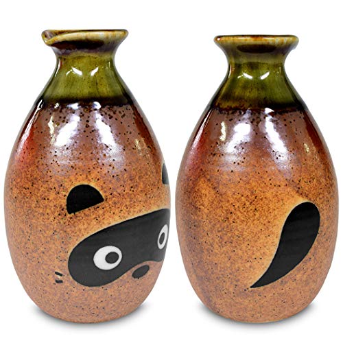 Mino Ware Traditional Japanese Sake Set, Tokkuri Bottle and 4 Ochoko