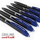Uni-Ball Signo 307 - Fine Retractable Rollerball Pen - 6 Pack - Blue - UMN-307