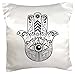 3dRose pc_217281_1 Hamsa Hand Black and White Pillow Case, 16