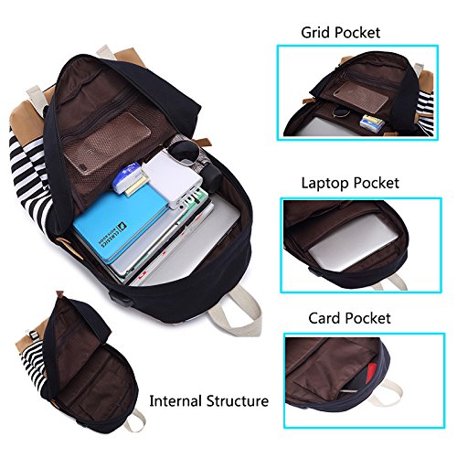 image for Peonys Canvas Bookbags School Backpack Classic Schoolbag College Lapto