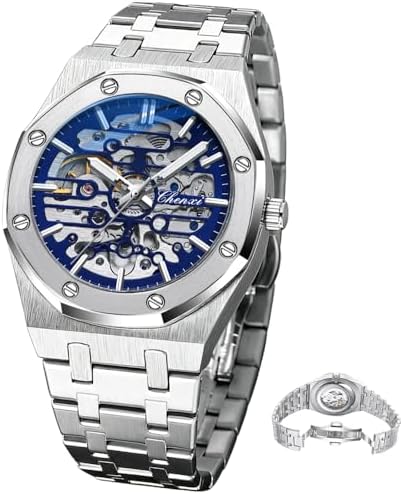 Amazon.com: MNWT CHENXI Men Full Stainless Steel Automatic