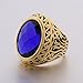 MASOP Jewellery Vintage Mens Stainless Steel CZ Ring Gold Biker Celtic Band Blue Round Stone