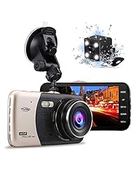 Tvird Dash Cam 1296P Cámara de salpicadero [nueva actualización] 170 ° Gran angular DVR de coche con pantalla LCD de 4 pulgadas, frontal y trasera, cámara de salpicadero de doble canal, sensor, detección de movimiento, monitor de estacionamiento, DR, grab