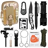DLY Emergency Survival Kit 13 in 1- Outdoor Survival Gear Tool for Wilderness/Trip/Cars/Hiking/Camping Gear - Emergency Blanket, Flashlight, ect (Emergency Survival Kit SET1)