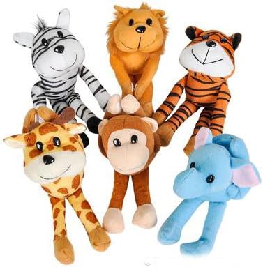 Plush zoo set of cute little stuffed toy animals with Velcro hands (pack of 12).