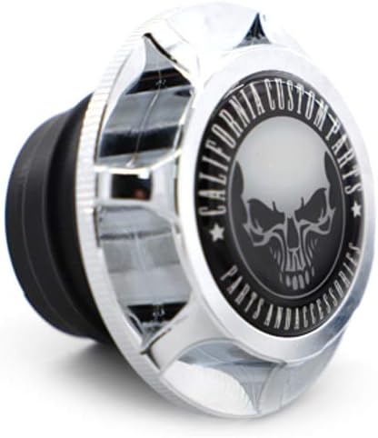 GUAIMI CNC Aluminum Fuel Gas Tank Oil Cap Compatible with Harley Sportster XL 1200 883 X48 Dyna - Glued California Skull - Chrome