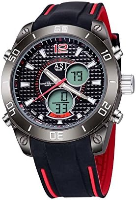 TAWURS Multi Function Digital LED Quartz Watch Electronic Waterproof Sport Watches (Red)