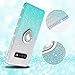 Maxdara Case for Galaxy S10 Glitter Case with Ring Holder Gradient Kickstand Series Bling Sparkle Diamond Rhinestone Protective Bumper Luxury Pretty Fashion Girls Women Case (Silver Teal)