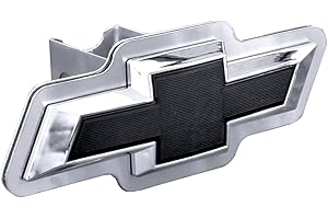 Au-Tomotive Gold, Inc. Class III Trailer Hitch Plug for Chevrolet Black Logo (Chrome on Brushed)