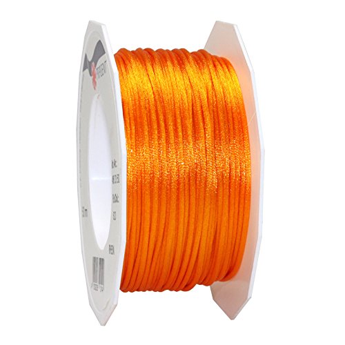 C.E. Pattberg RHEIN Cord Ribbon - Orange, 50 m Braided Cord for Wrapping Gifts, Parcels, and Presents, 3 mm Width, Accessories for Decorating and Handicrafts - Tear-Resistant Decorative Cord