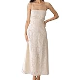 RIHOAS Women's Maxi Dresses Wedding Guest Dress A-Line Long Square Neck Backless Sling for Beach Wedding Party