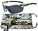 Hornz Winter Snow Camouflage Polarized Sunglasses for Men Wrap Around Sport Frame & Free Matching Microfiber Pouch – Winter Snow Camo Frame - Smoke Lens