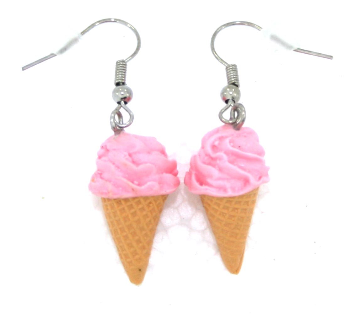 Be Bes earringsPolymer Clay Handmade Strawberry Flavor Soft Cream Earrings