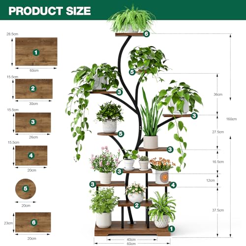 ChillCruiser Plant Stand with Growth Light Indoor Plant Shelf with 11 Levels and LED Light, 160 cm Metal Shelf for 15-18 Pots, Space Saving