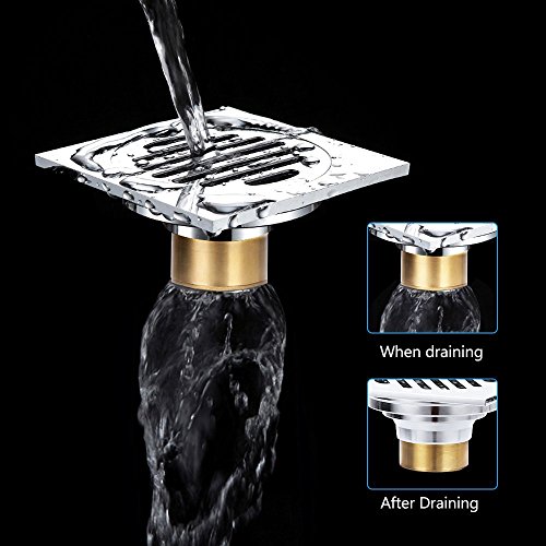 image for Mural Art 4x4 Inch Brass Shower Floor Drain Square Bathroom Tile Inser
