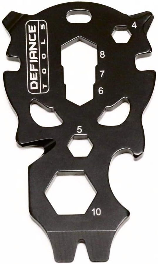 Keychain MultiTool Mini Pocket Survival Utility EDC Multi 8 in 1 Tool, Skull, Stainless Steel, Bottle Opener Screwdriver Rope Cutter Wrench, Every Day Carry Multipurpose Gadget Fishing Hunting Camping