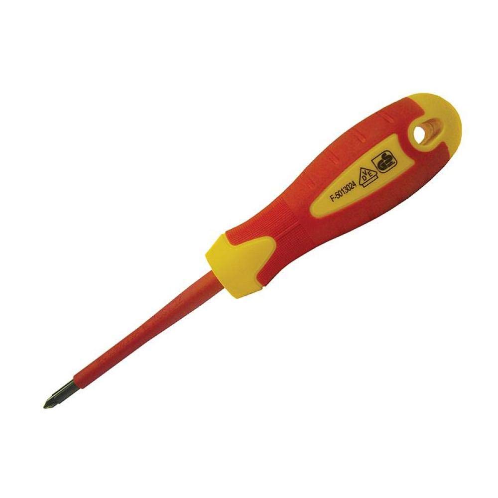 Faithfull Pozidriv PZ2 x 100mm Soft Grip VDE Screwdriver Multi Colour