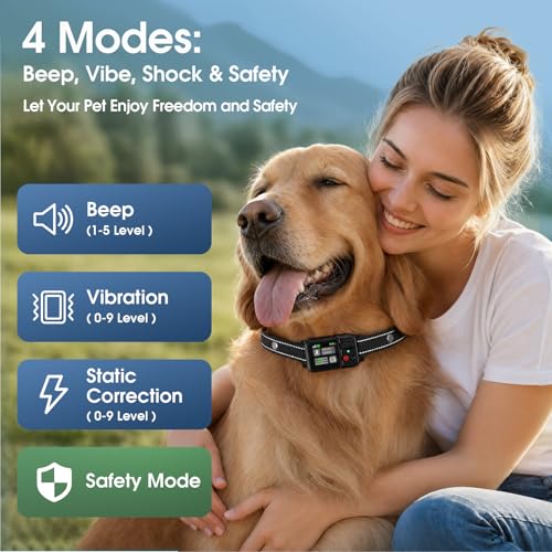 Wireless Dog Fence GPS Dog Collar Pet Containment System,Electric Dog Fence with 4 Modes, Color Screen & AI GPS Signal, Waterproof, Adjustable Radius 33-9999 ft for Outdoor Yards (Dark Color)