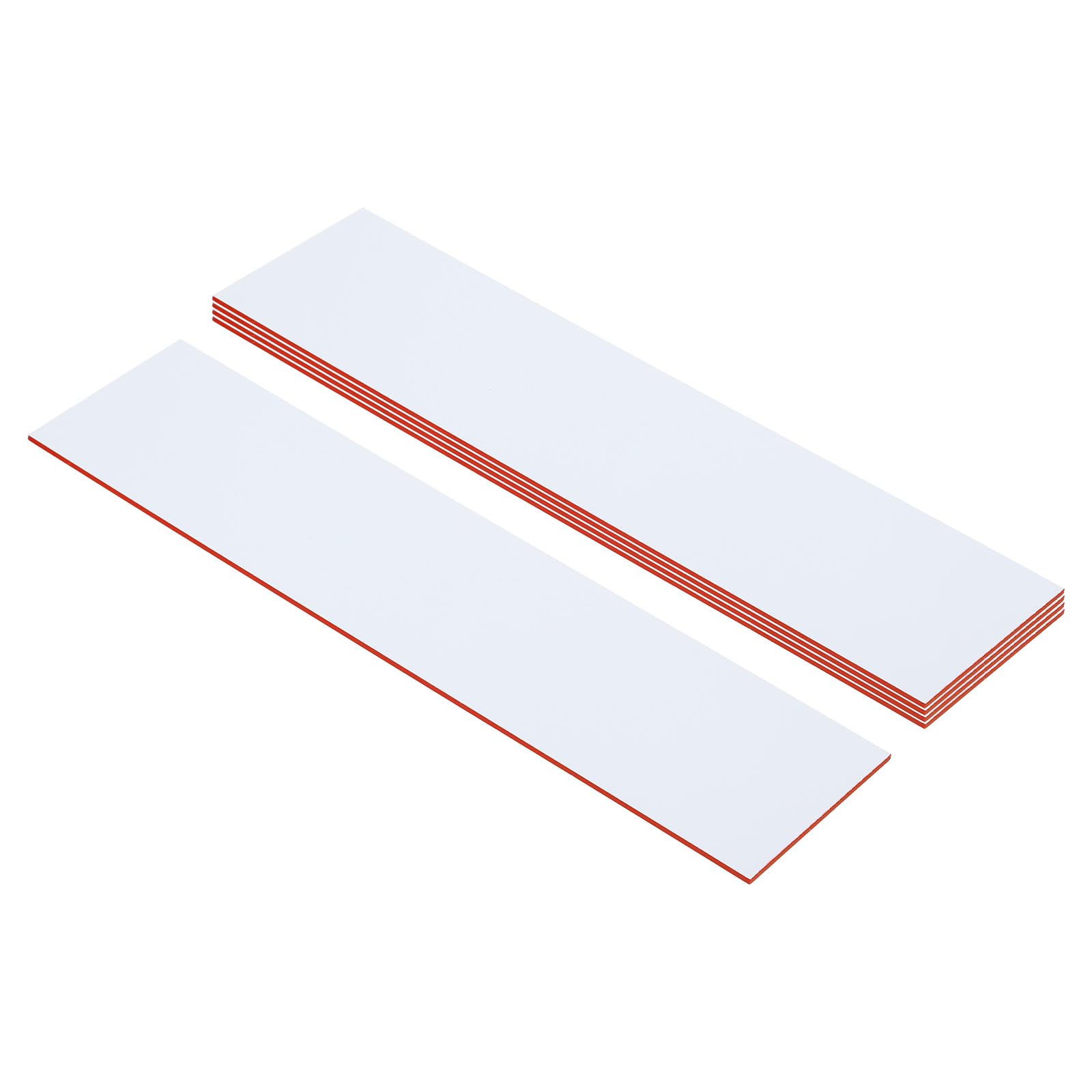 PATIKIL 8x2inch Blank Name Plates, 5Pcs Custom Engraved Name Plate Rectangle Laser Engraving Blanks for Personalized Office Desk DIY Painting Supplies, White, Red