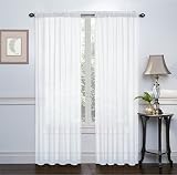 2 Pack: Ultra Luxurious High Thread Rod Pocket Sheer Voile Window Curtains by Victoria Classics - Assorted Colors (White)