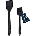 HOTEC 600℉ Heat Resistant Silicone Basting &Pastry Brushes, Black 2 | BPA Free, Dishwasher Safe Spread Oil Butter Sauce Marin