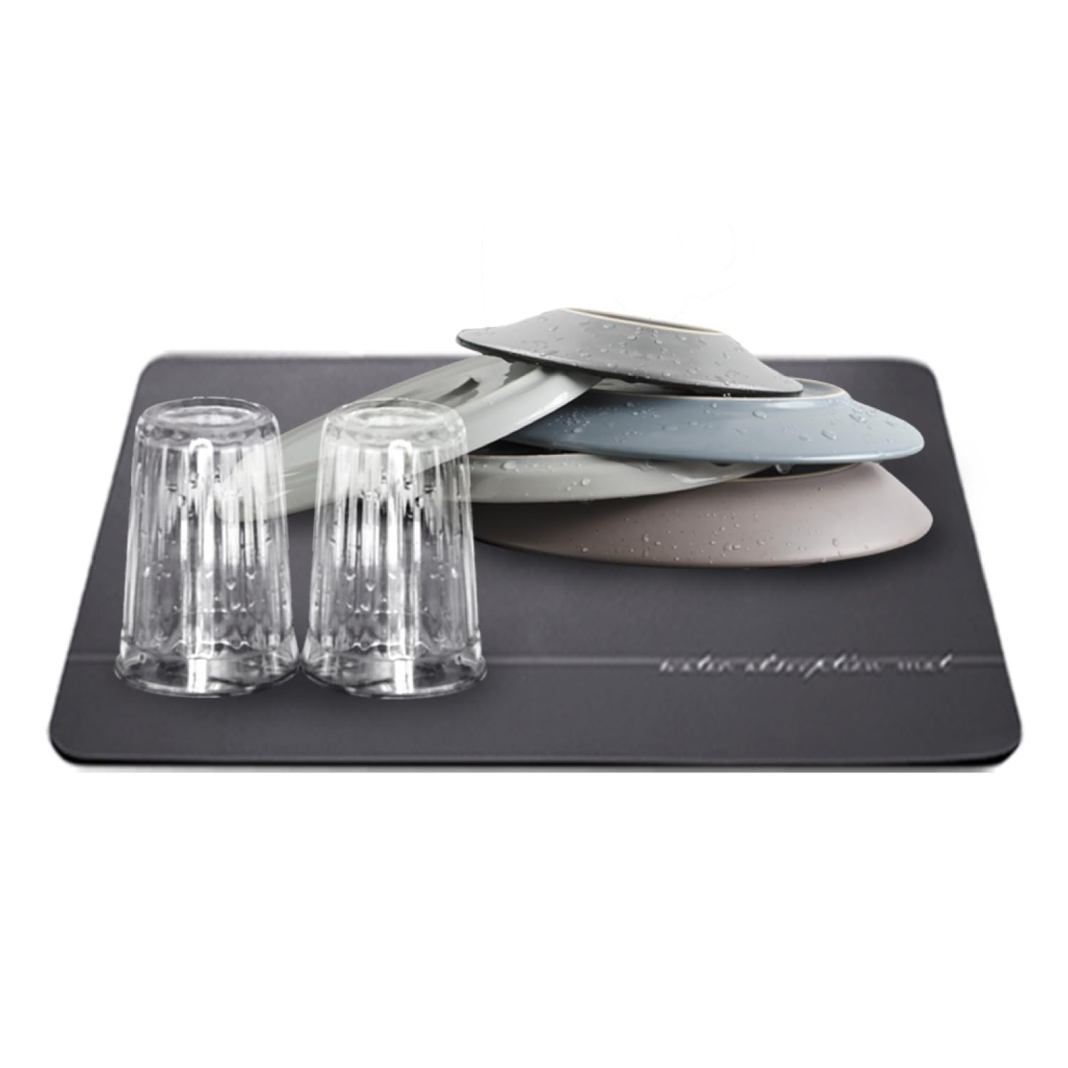 王様の水切りマット【柔らか速乾ｘ吸水力2倍サラふわUP】 珪藻土 水切り 洗える マット キッチン ソフト 速乾 おしゃれ 安心 お風呂 足拭き ドア BOOMIE (角型グレー, 40cm×30cm)商品画像